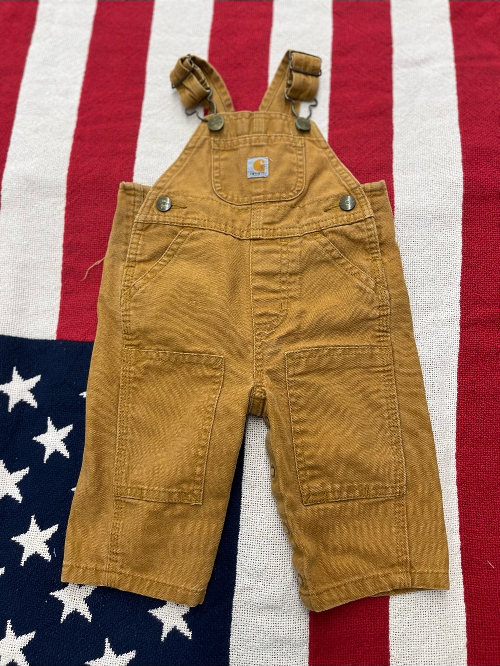 Carhartt Kids' Tan Brown Duck Overalls - Rugged Workwear Style Boys Size 6 Month